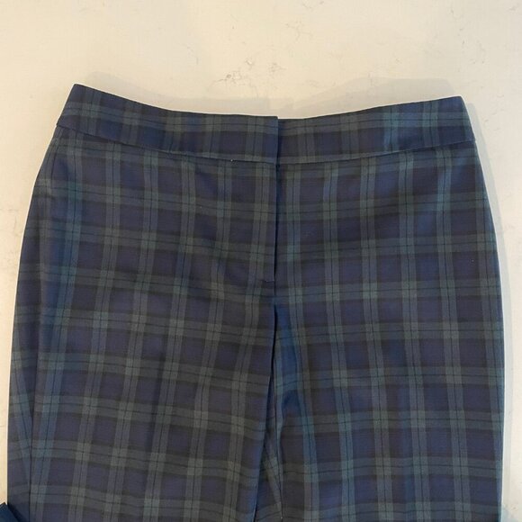 Tommy Hilfiger Ashby Ankle Tartan Plaid Preppy Poly Rayon Pants Navy Green Sz 2 - Picture 4 of 13